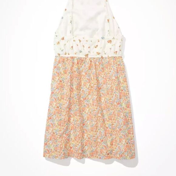 Vintage American Eagle Linen blend babydoll AE Floral Cami Mini Dress coquette - Picture 5 of 9